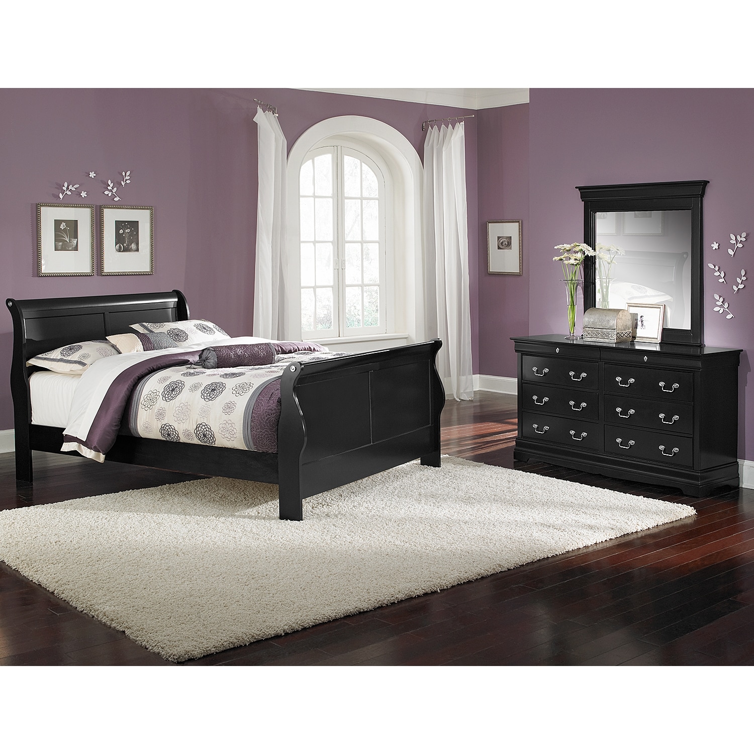 Bedroom Furniture - Neo Classic Black 5 Pc. King Bedroom