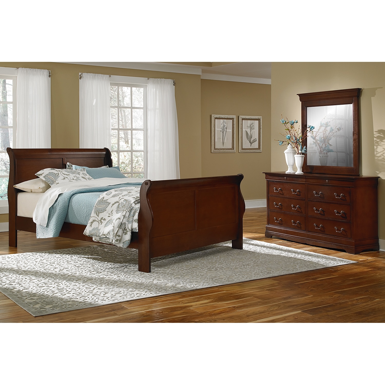 Bedroom Furniture  Neo Classic Cherry 5 Pc. Queen Bedroom