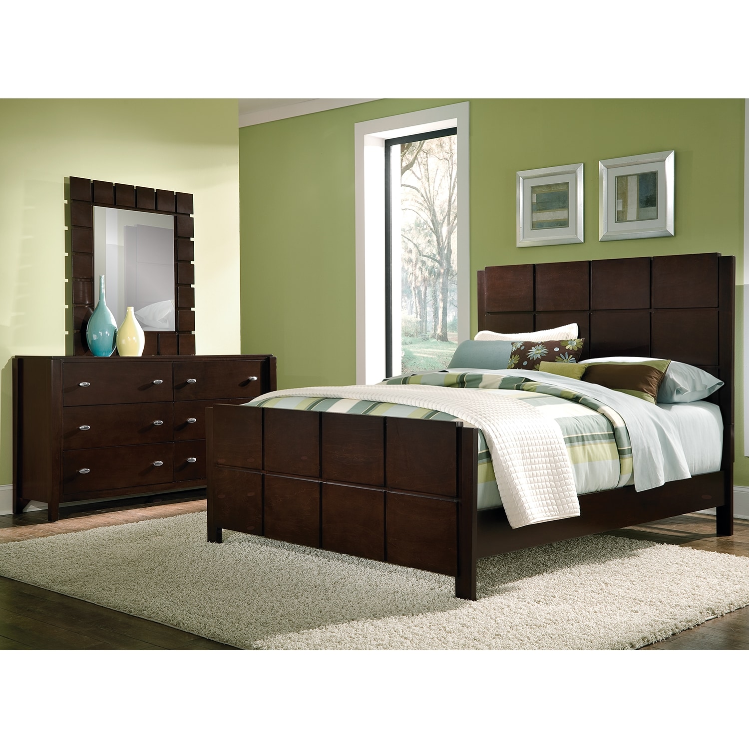 Mosaic 5piece King Bedroom Set Dark Brown American Signature Furniture