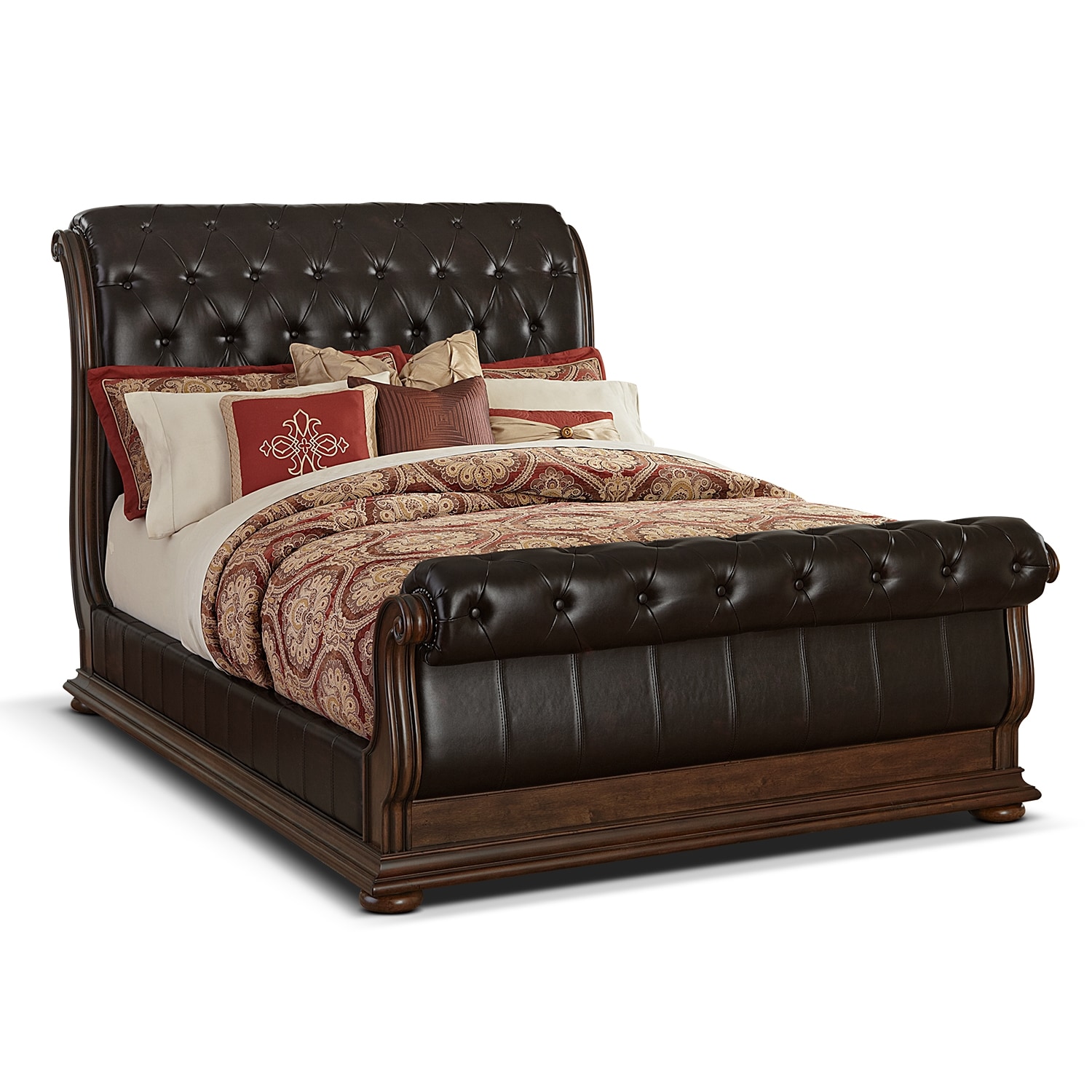 Bedroom Furniture - Monticello Pecan II Queen Bed