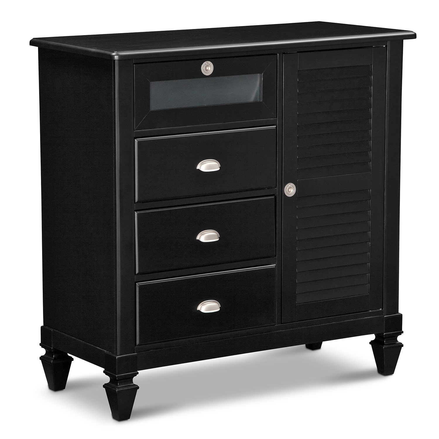... Signature Furniture - Charleston Bay Black Bedroom Media Chest