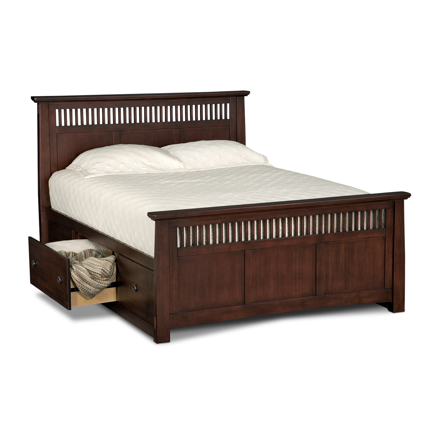 Bedroom Furniture - Arts & Crafts Dark Storage Queen Storage Bed