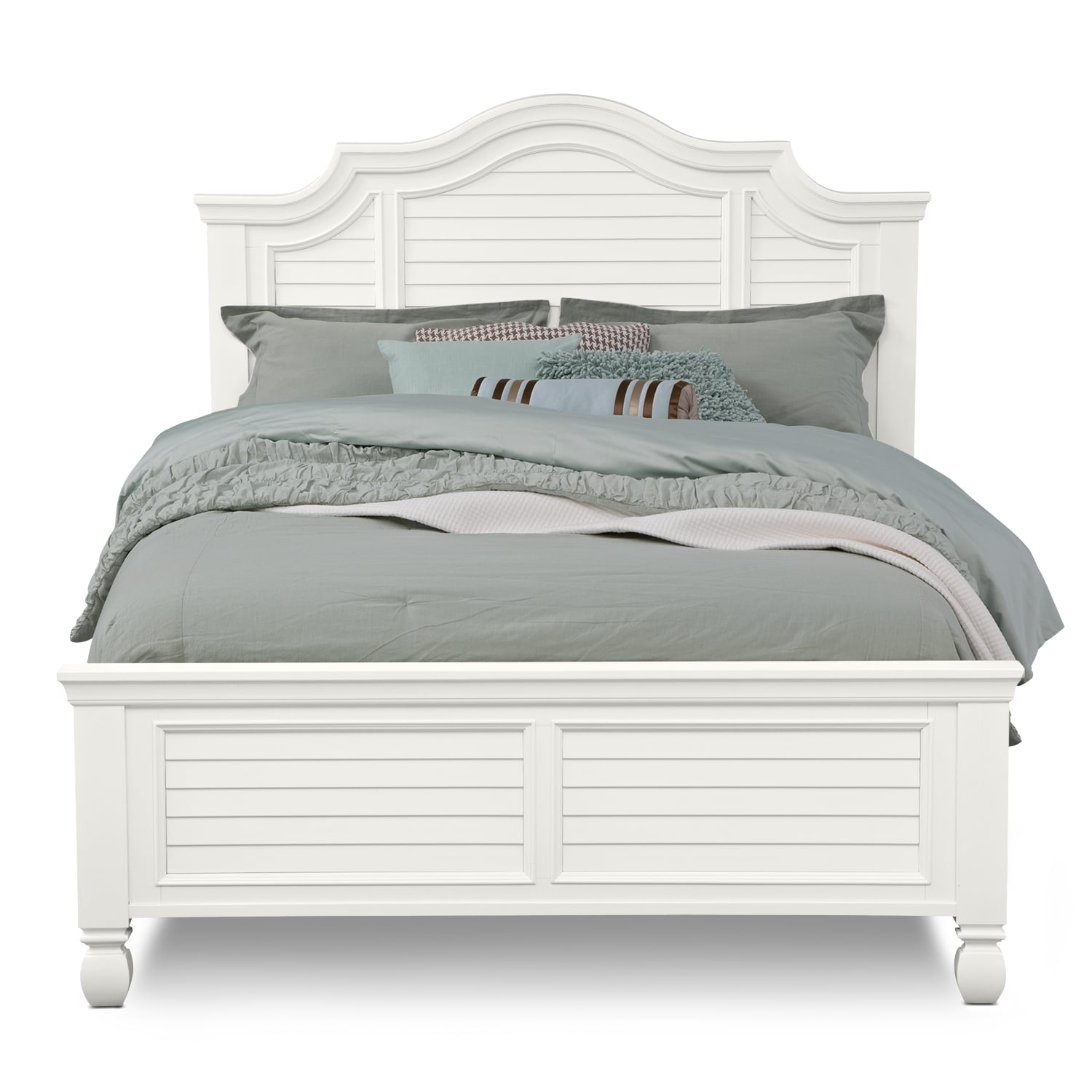 Plantation Cove White Panel Bedroom Queen Bed  Value City Furniture