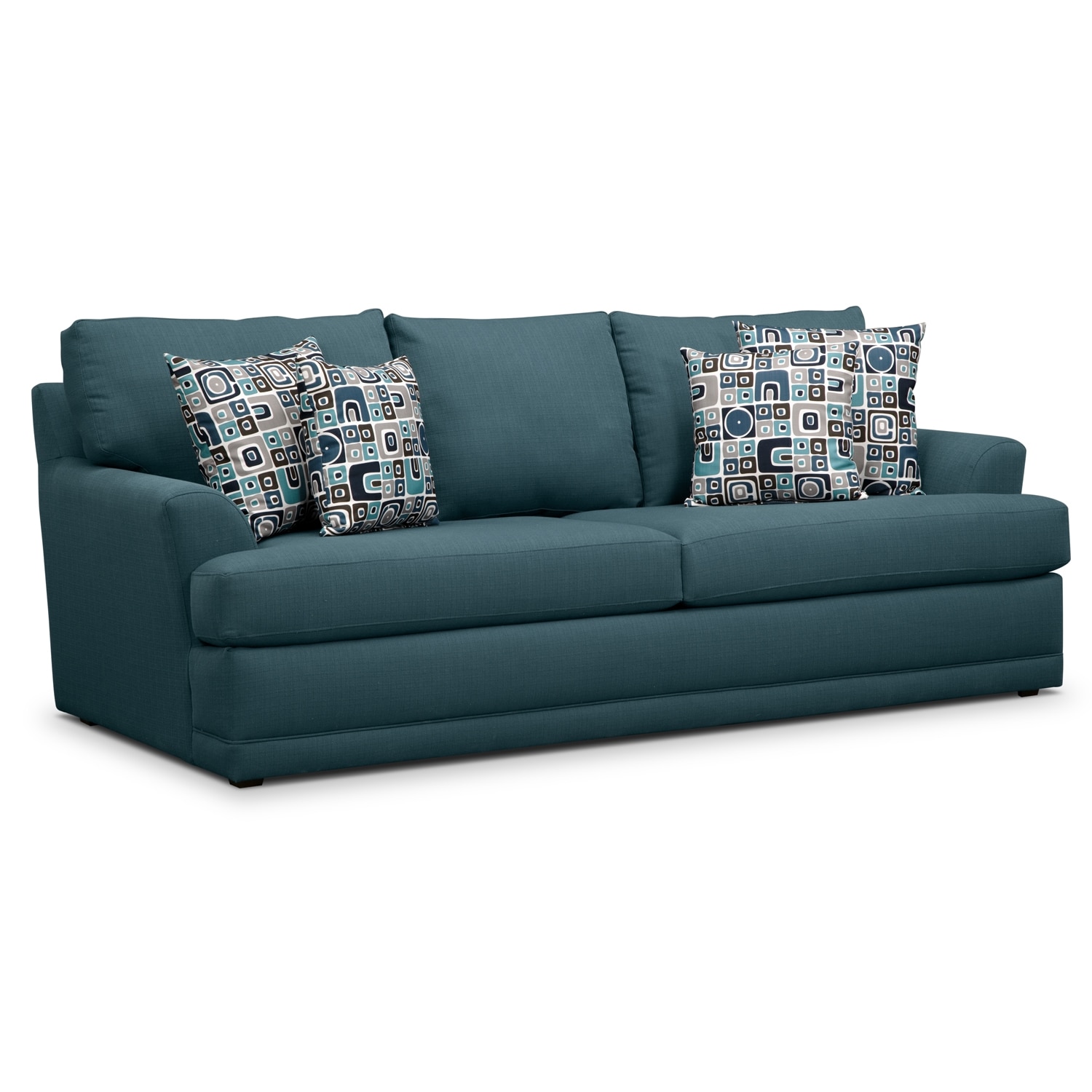 Calamar Teal Upholstery Queen Memory Foam Sleeper Sofa