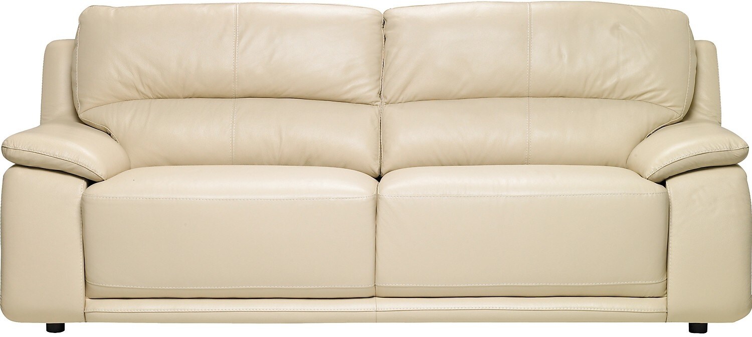 Chateau d'Ax 100% Genuine Leather Sofa - Ivory | The Brick - Living Room Furniture - Chateau d'Ax 100% Genuine Leather Sofa - Ivory