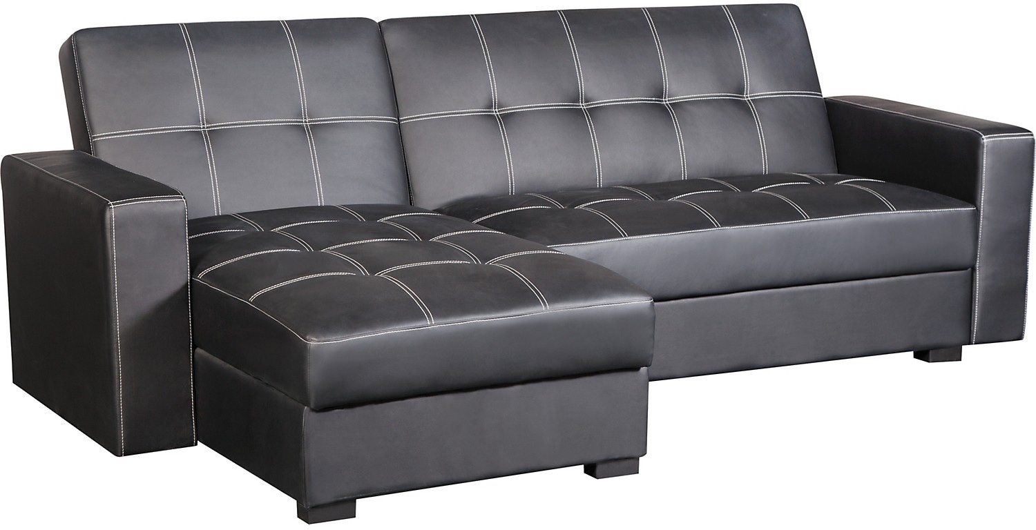 Belize 2Piece Storage Futon with Chaise Black The Brick