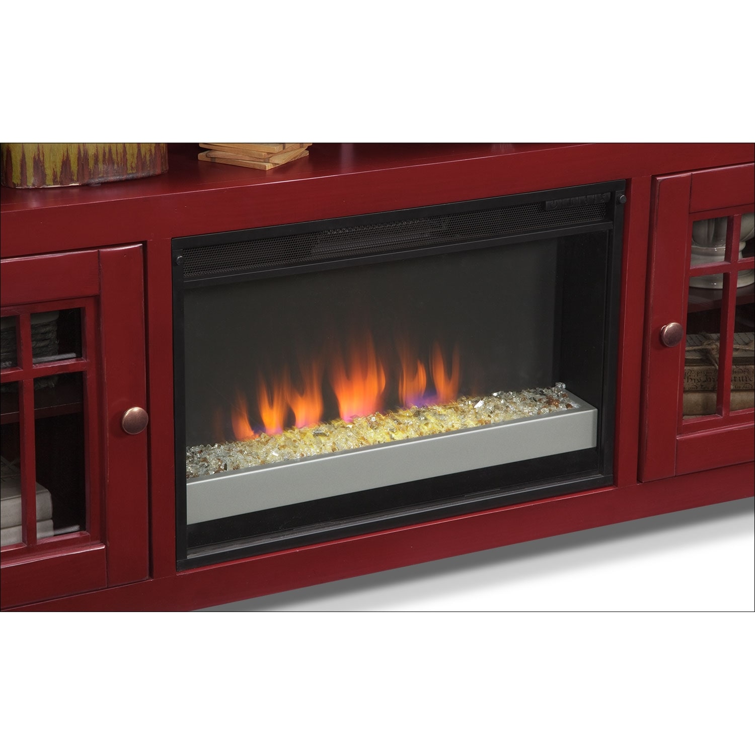 Merrick Red 74" Fireplace TV Stand with Contemporary ...