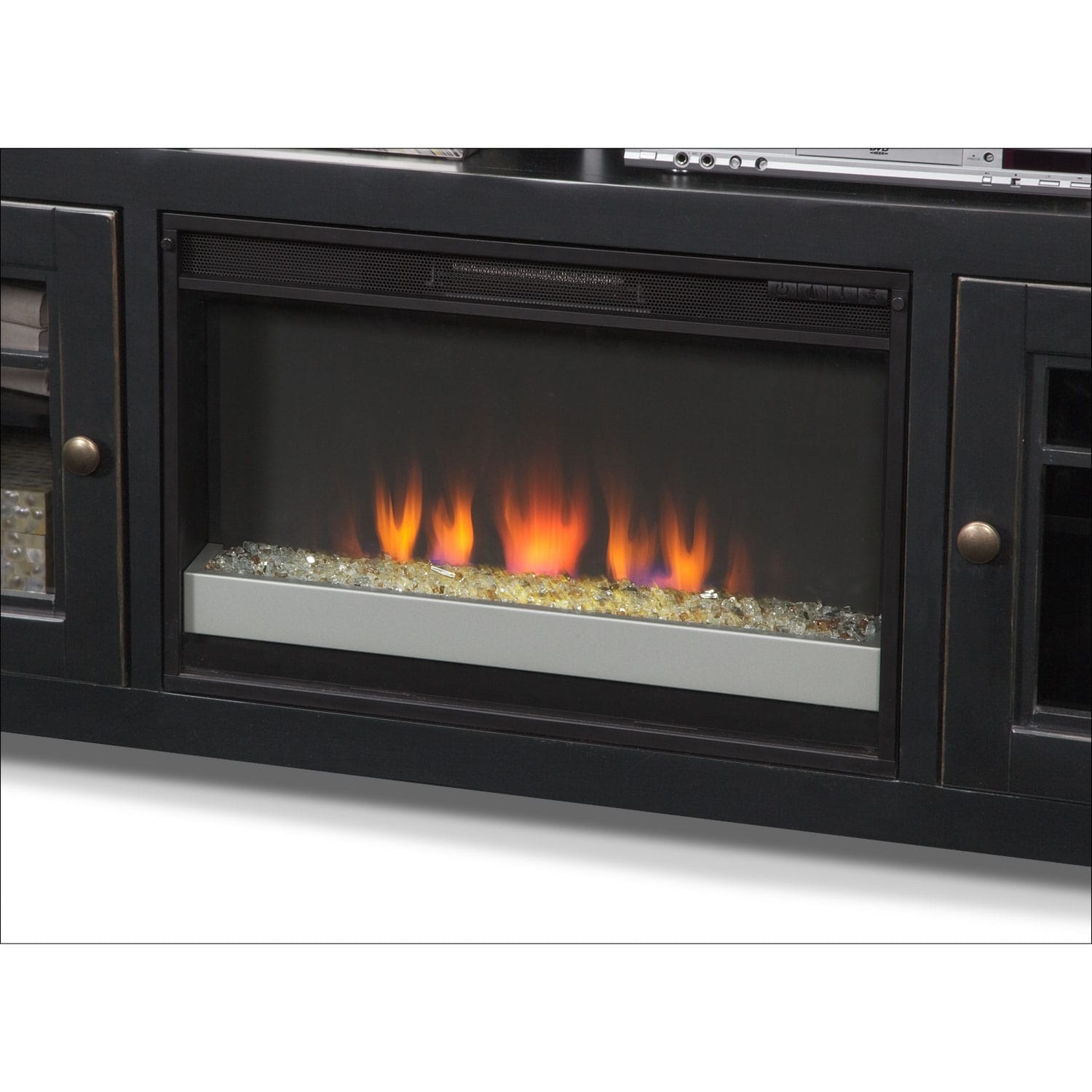 Kittery Black 74" Fireplace TV Stand with Contemporary ...