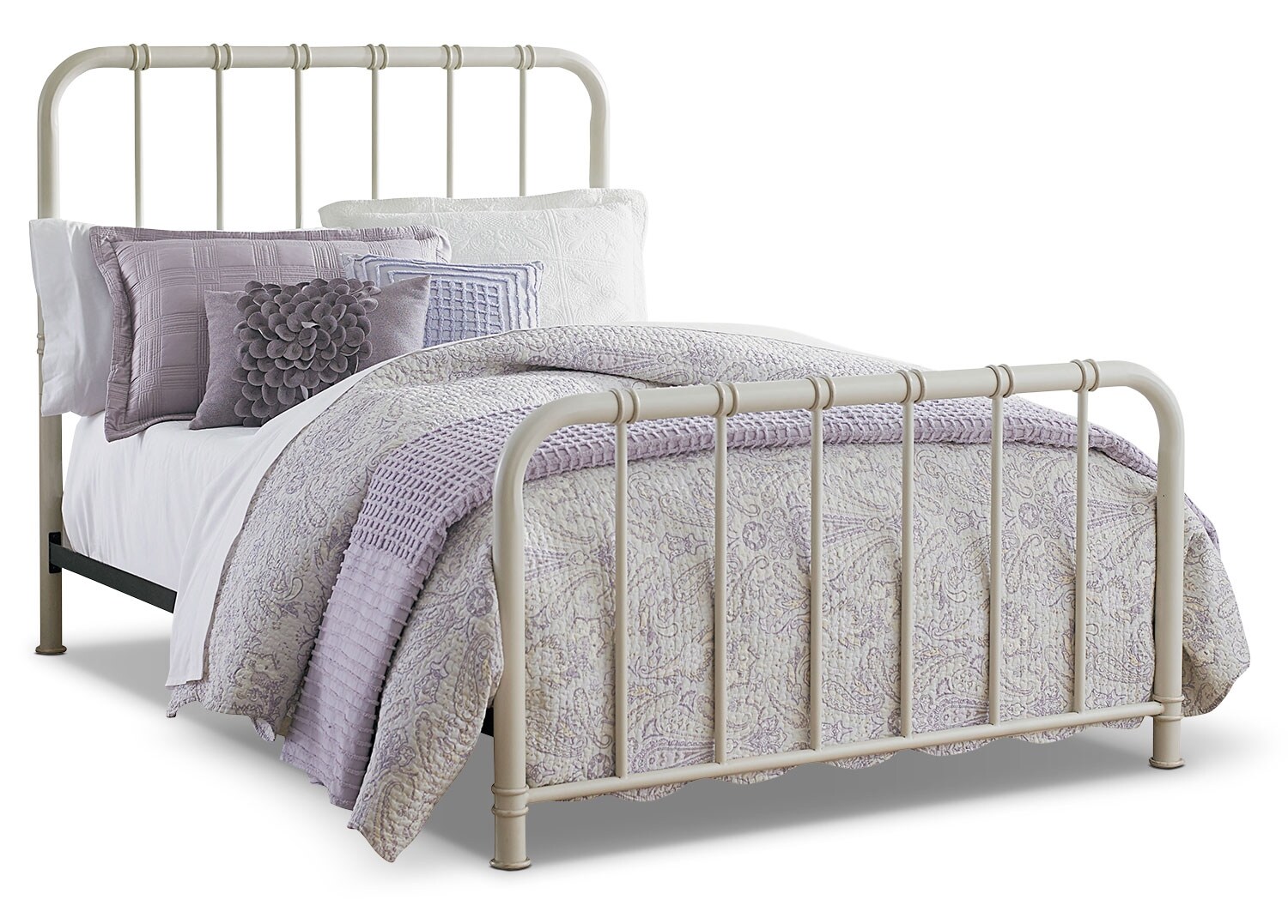 Tristan Full Metal Bed Antique White The Brick