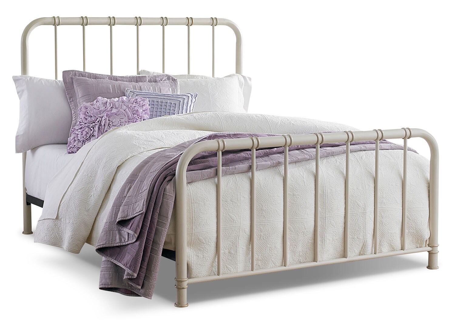 Tristan Full Metal Bed Antique White The Brick