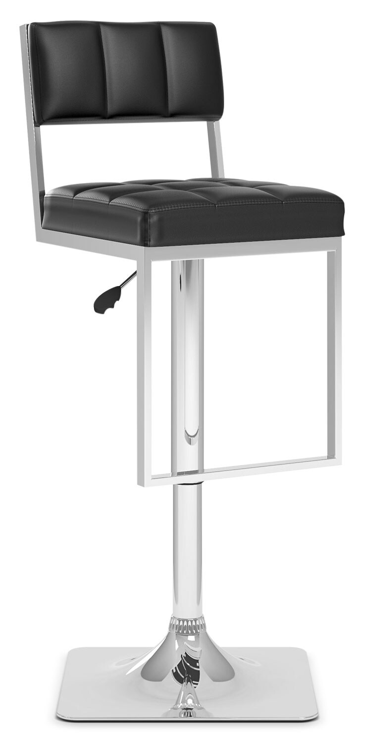 CorLiving SquareTufted Wide Adjustable Bar Stool, Set of 2 Black