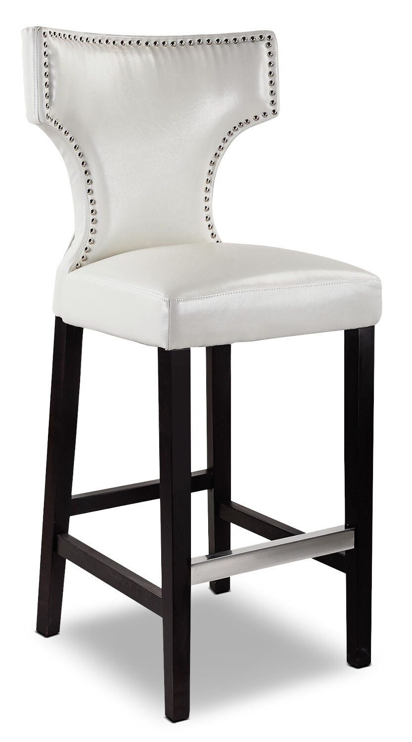Kings BarHeight Bar Stool with Metal Studs White The Brick