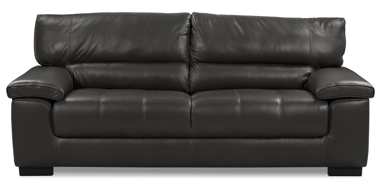 Chateau du2019Ax 100% Genuine Leather Sofa Charcoal The Brick Chateau du2019Ax 100% Genuine Leather Sofa Charcoal The Brick