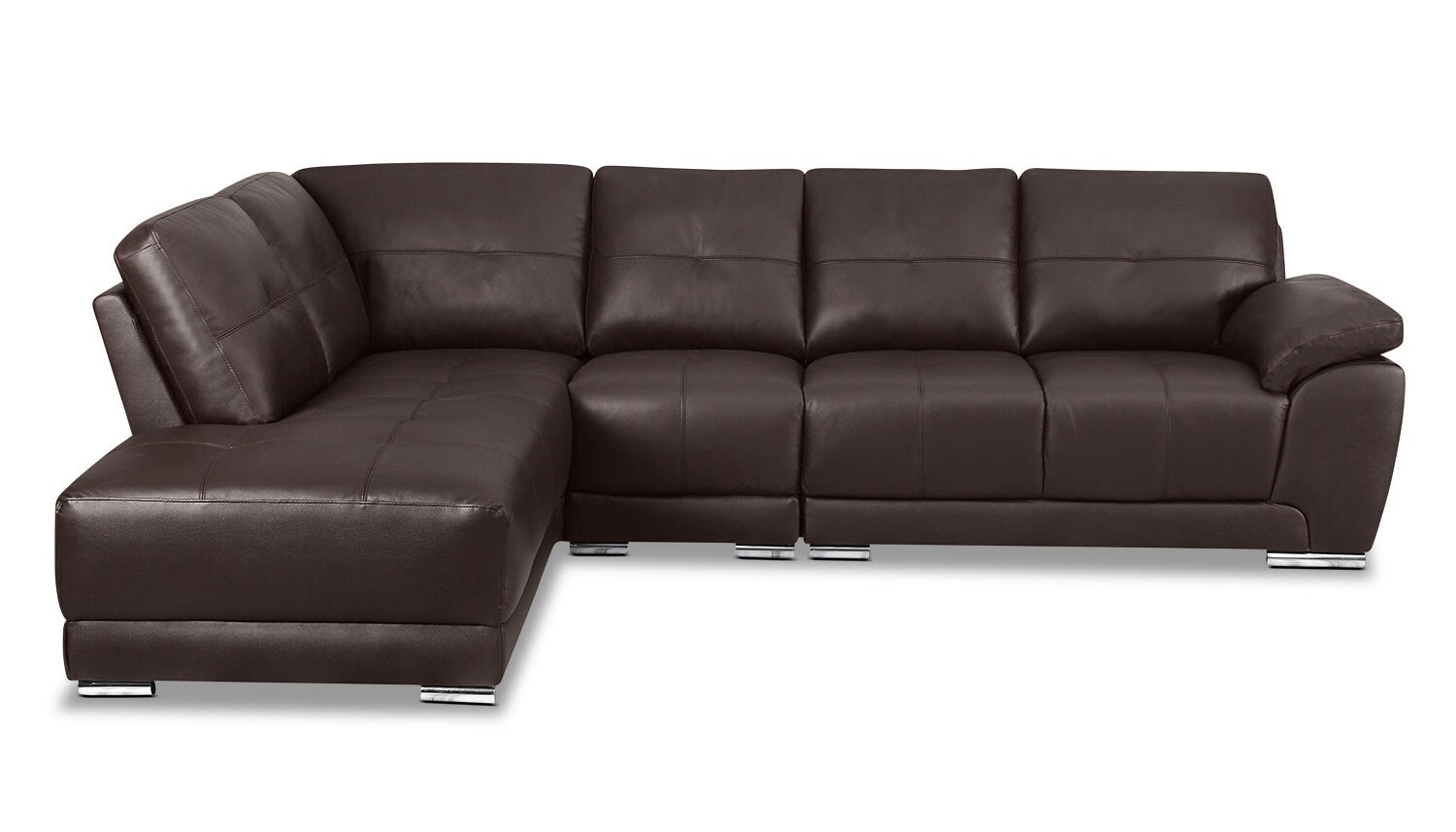 Rylee 3Piece Genuine Leather LeftFacing Sectional Brown The Brick
