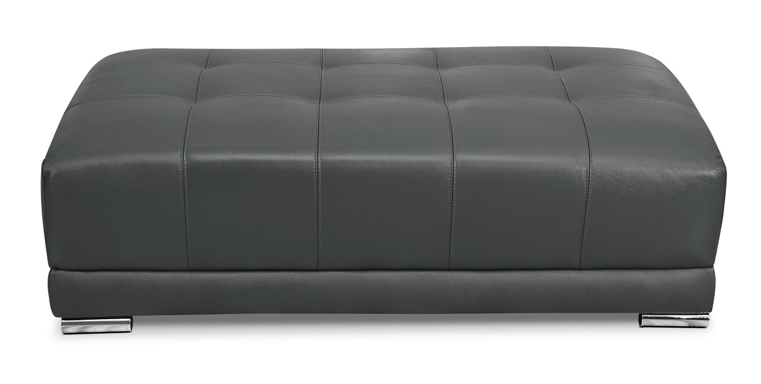 Rylee Genuine Leather Ottoman Grey The Brick