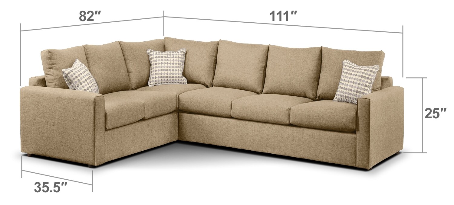 Living Room Furniture - Athina 2-Piece Right-Facing Queen Sofa Bed Sectional - Mushroom