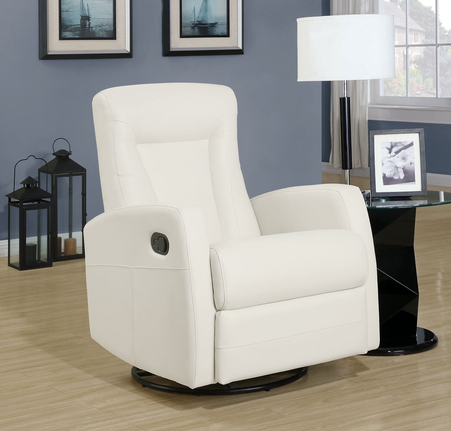 Molly Bonded Leather Swivel Recliner Ivory The Brick