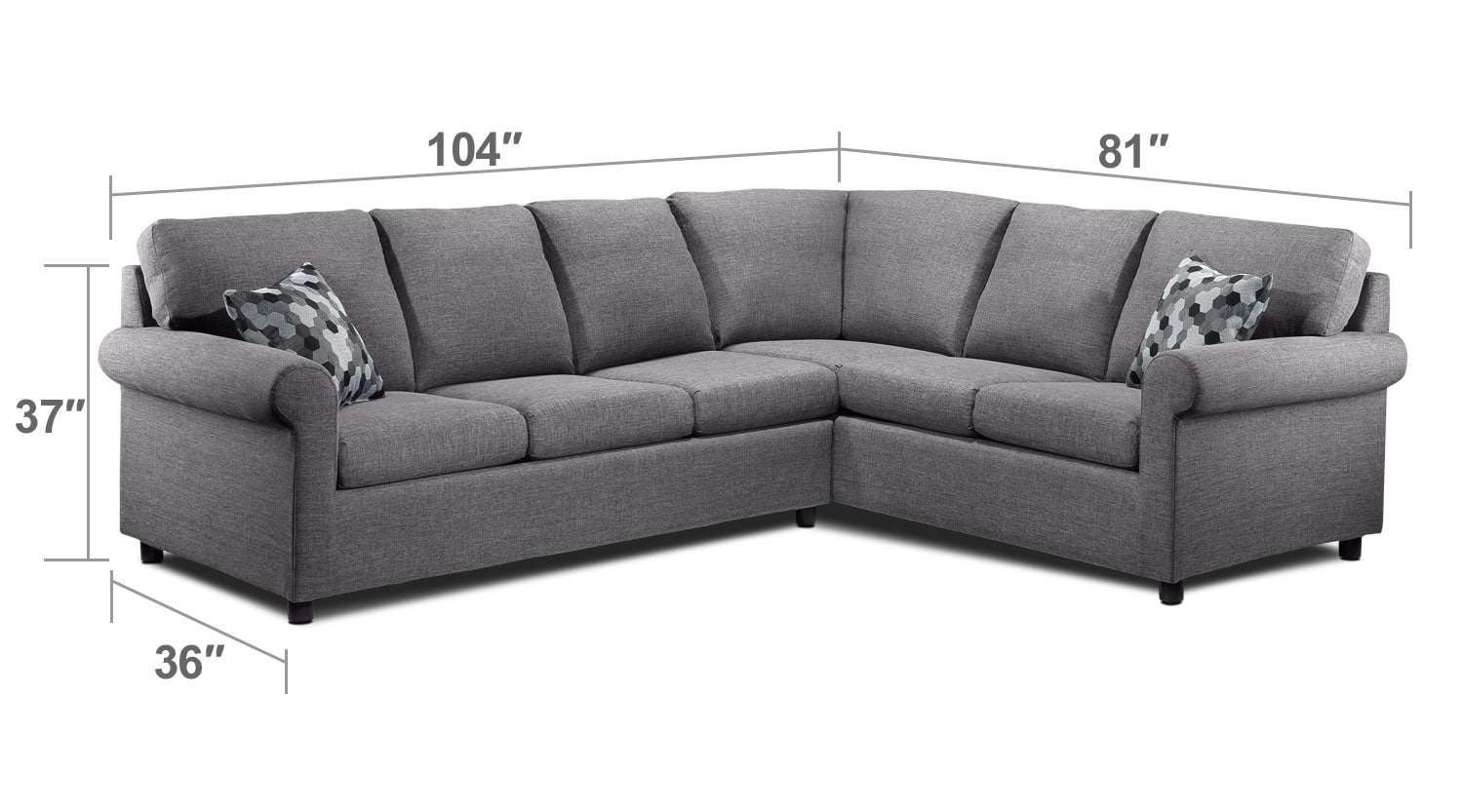 Living Room Furniture - Tambora 2-Piece Sofabed Sectional - Grey