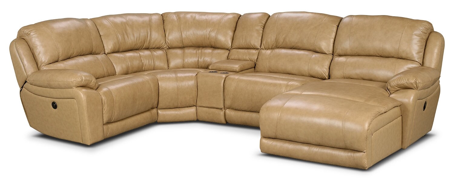 Marco Genuine Leather 5Piece Sectional with RightFacing Inclining Chaise Toffee The Brick