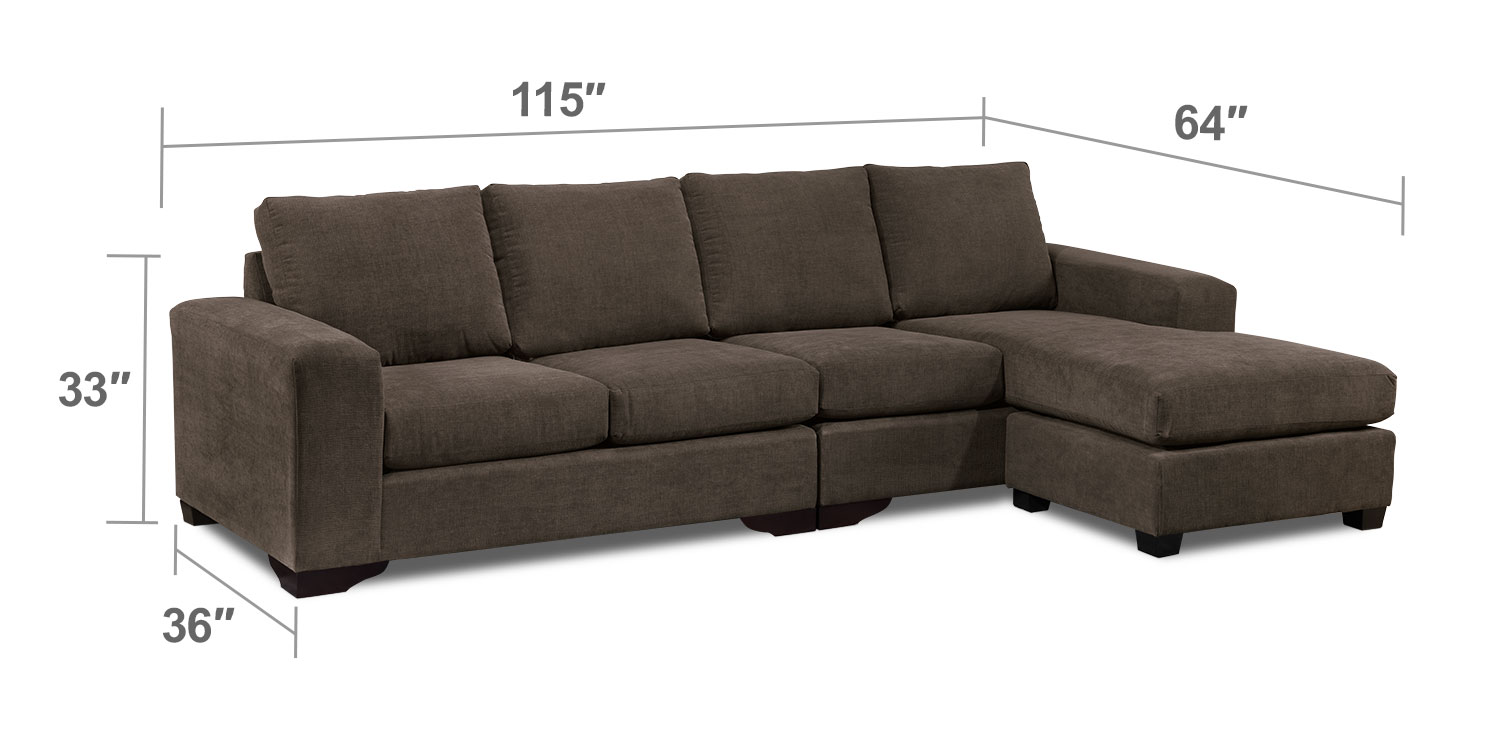 Living Room Furniture - Danielle 2-Piece Sectional - Java