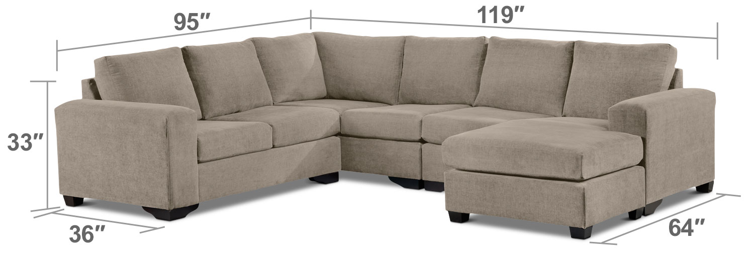 Danielle 3Piece Sectional with RightFacing Corner Wedge Pewter Leon's