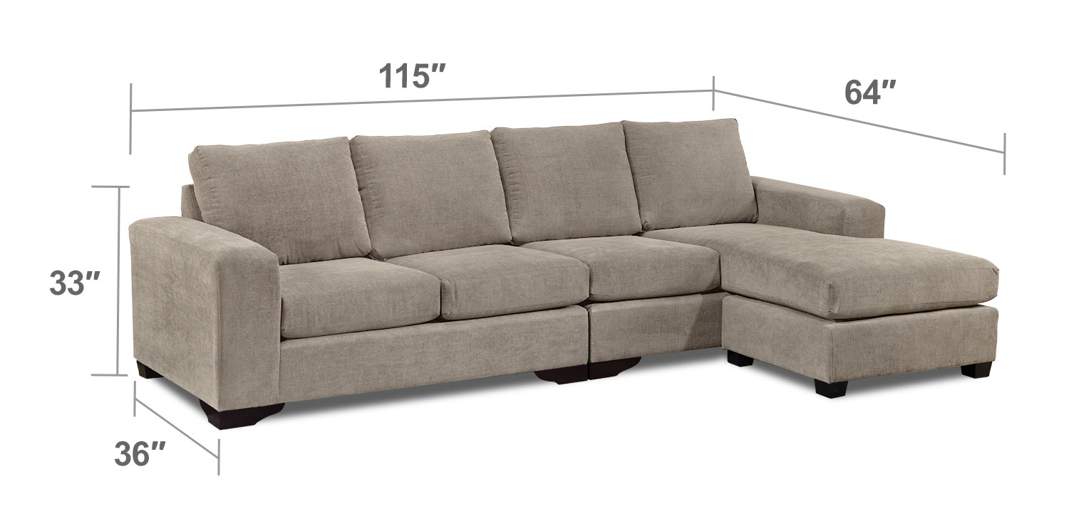 Living Room Furniture - Danielle 2-Piece Sectional - Pewter