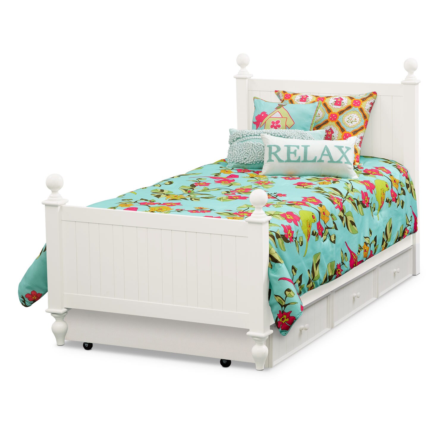 Colorworks White Twin Bed with Trundle | American ...