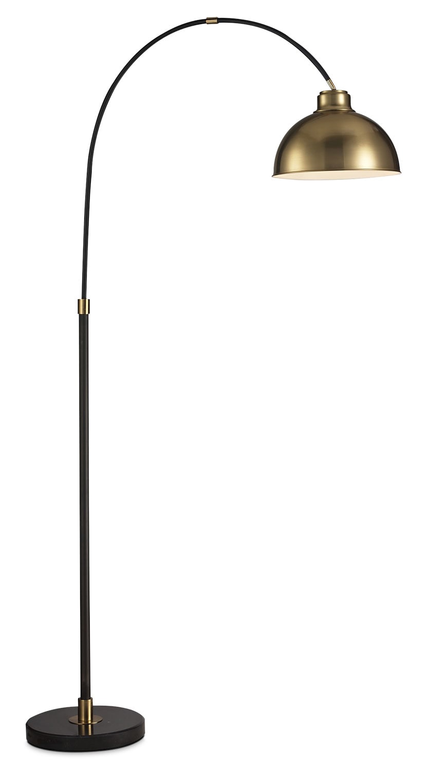 Black Arc Floor Lamp with Gold Metal Shade | The Brick