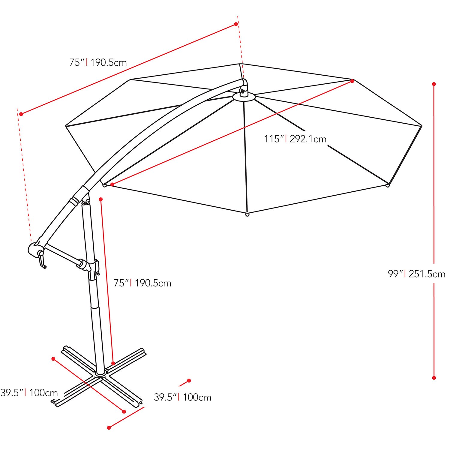 Outdoor Furniture - Perry Offset Umbrella - Sand Grey