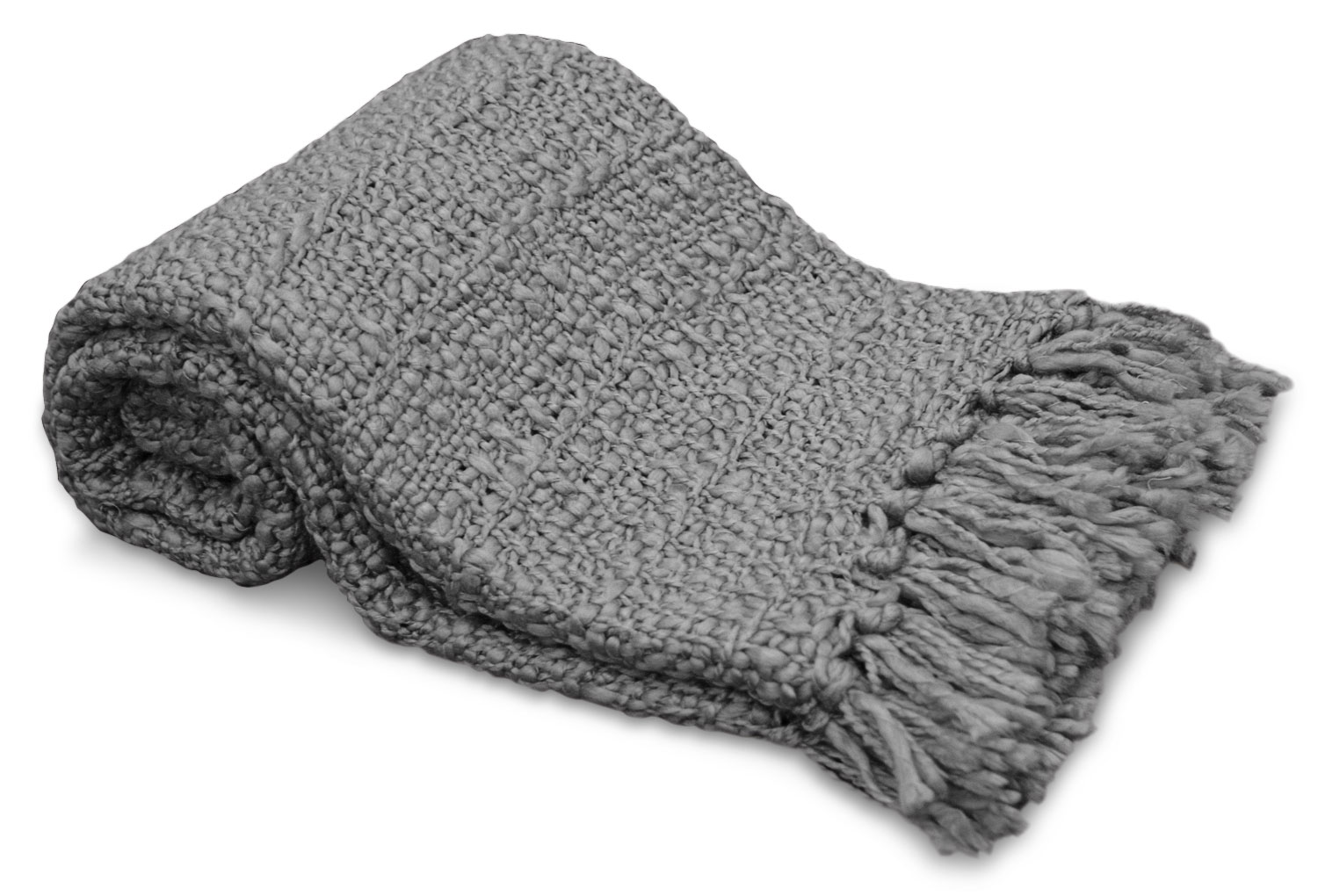 Knit Throw with Fringe White The Brick