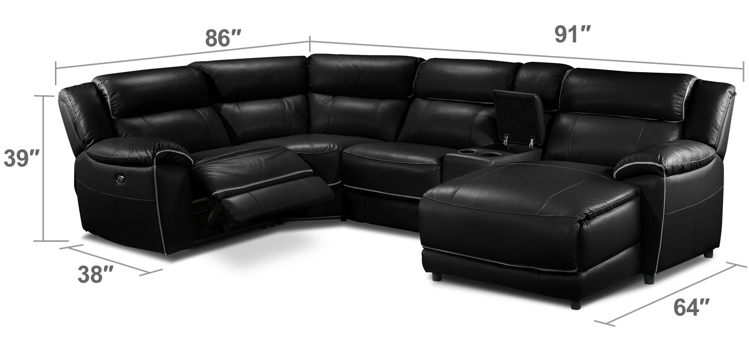 Living Room Furniture - Holton 5-Piece Sectional - Black