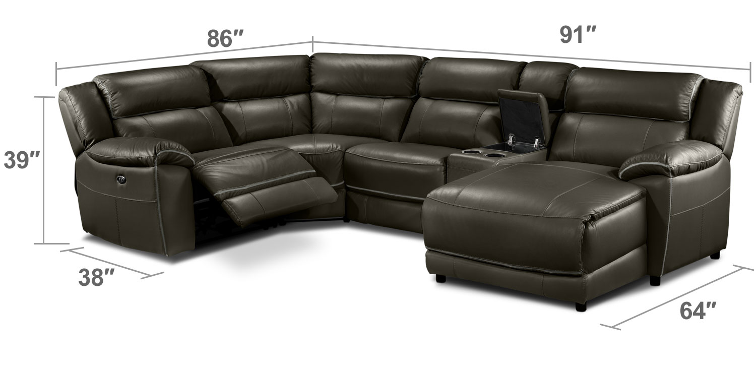 Living Room Furniture - Holton 5-Piece Sectional - Charcoal Grey