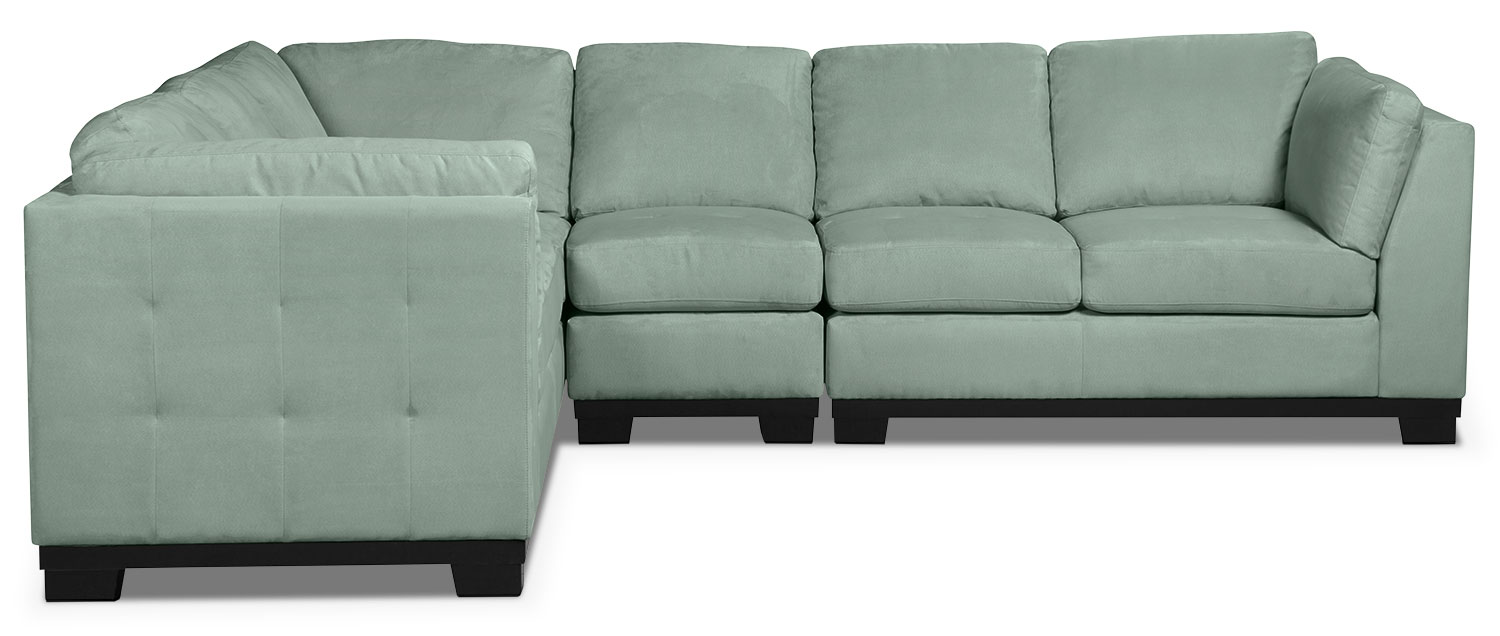 Oakdale 4Piece Microsuede Sectional Aqua The Brick