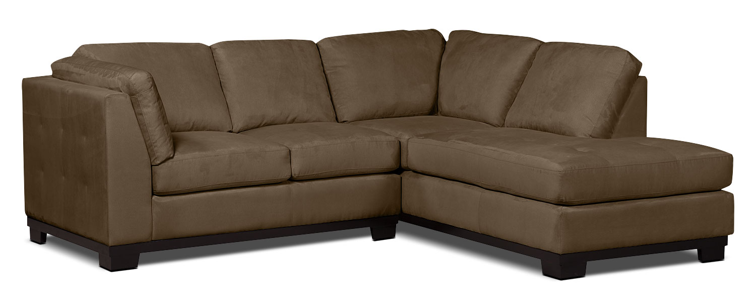 Oakdale 2Piece Microsuede RightFacing Sectional Cocoa The Brick