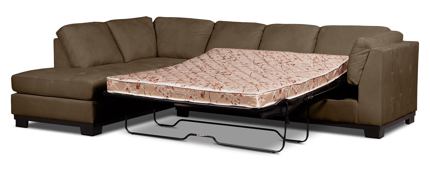 Oakdale 2Piece Microsuede LeftFacing Sectional with Sofa Bed Cocoa The Brick