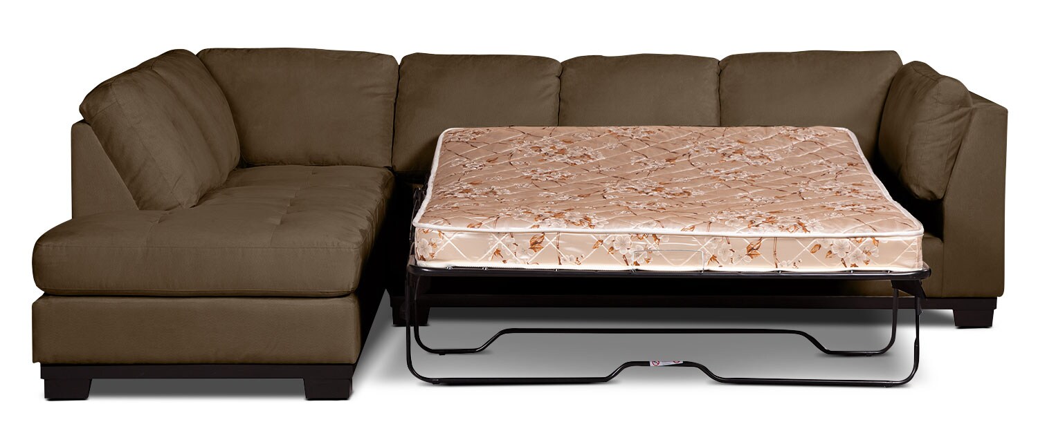 Oakdale 2Piece Microsuede LeftFacing Sectional with Sofa Bed Cocoa The Brick