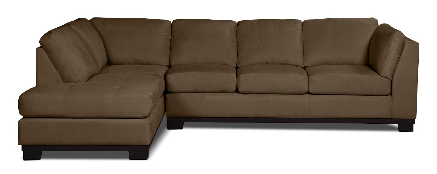 Oakdale 2Piece Microsuede LeftFacing Sectional with Sofa Bed Cocoa The Brick