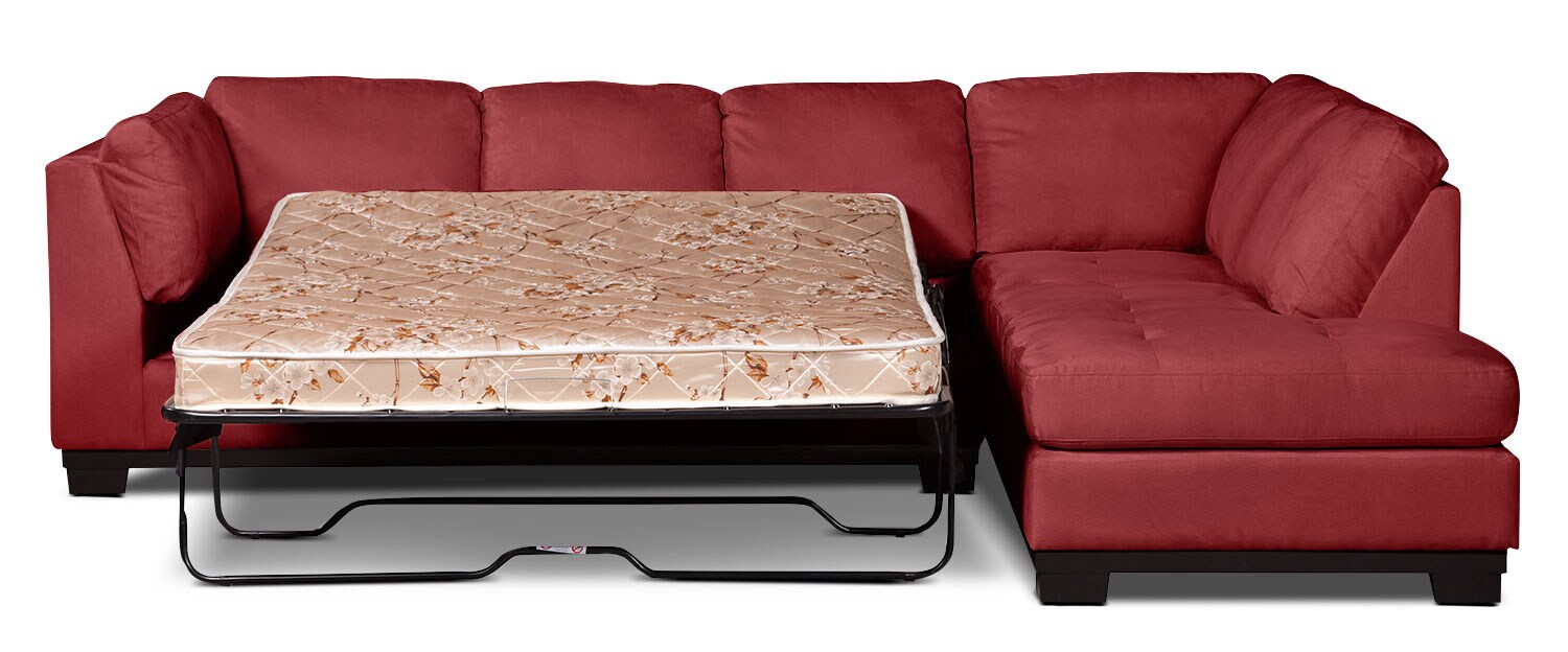 Oakdale 2Piece Microsuede RightFacing Sectional with Sofa Bed Red The Brick