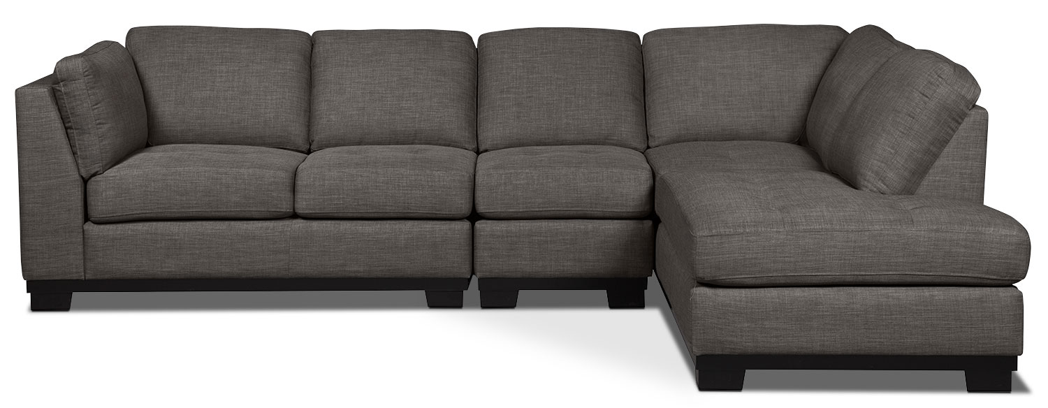 Oakdale 3Piece LinenLook Fabric RightFacing Sectional Platinum The Brick