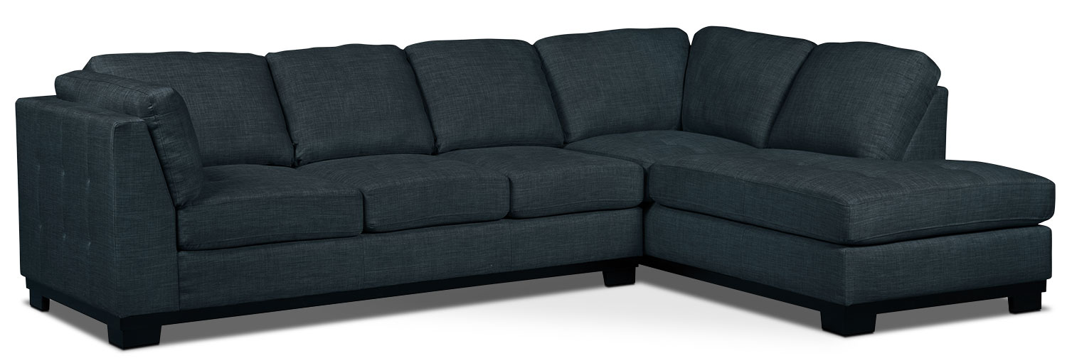 Oakdale 2Piece LinenLook Fabric RightFacing Sectional with Sofa Bed Denim The Brick