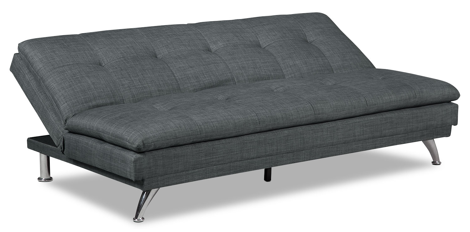 June LinenLook Fabric Futon Charcoal The Brick
