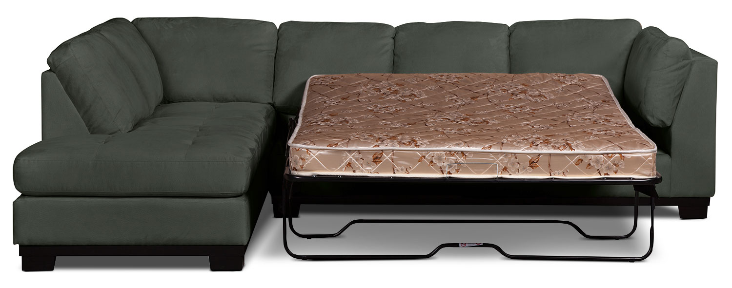 Oakdale 2Piece Microsuede LeftFacing Sectional with Sofa Bed Grey The Brick