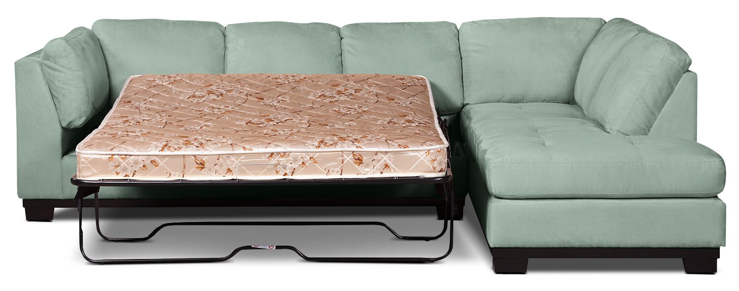 Oakdale 2Piece Microsuede RightFacing Sectional with Sofa Bed Aqua The Brick