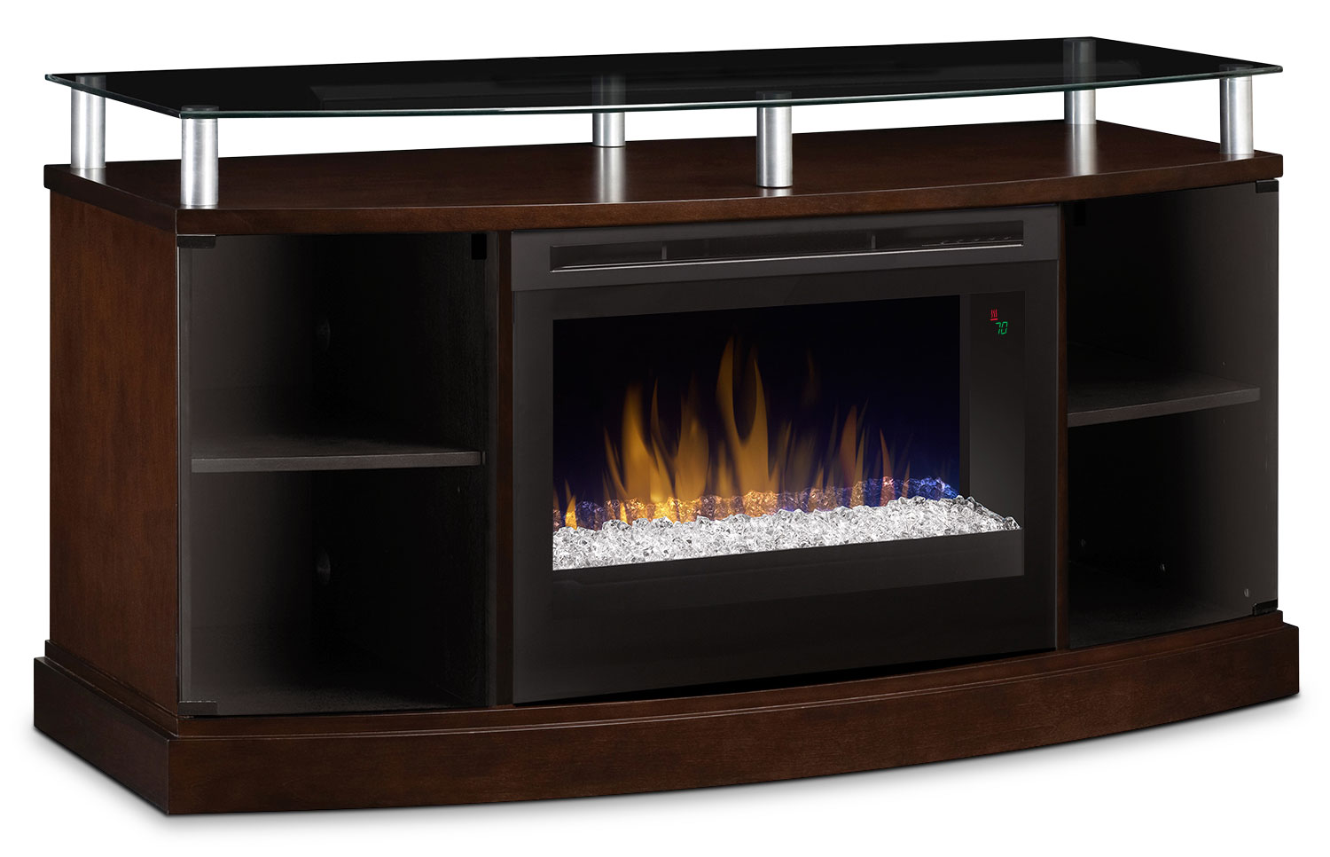 Windham 53" TV Stand with Glass Ember Firebox Silver The Brick
