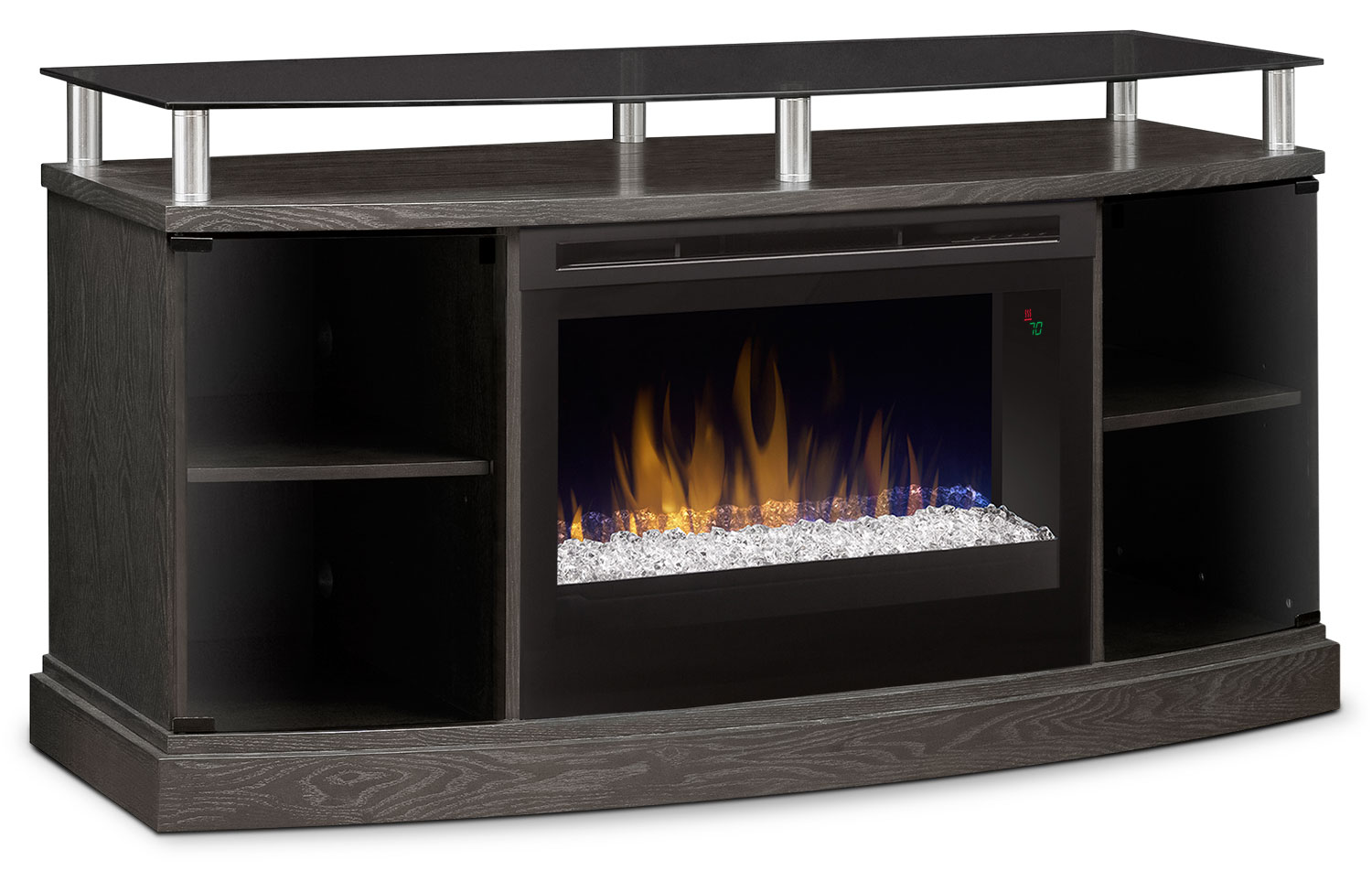Windham 53" TV Stand with Glass Ember Firebox Silver The Brick