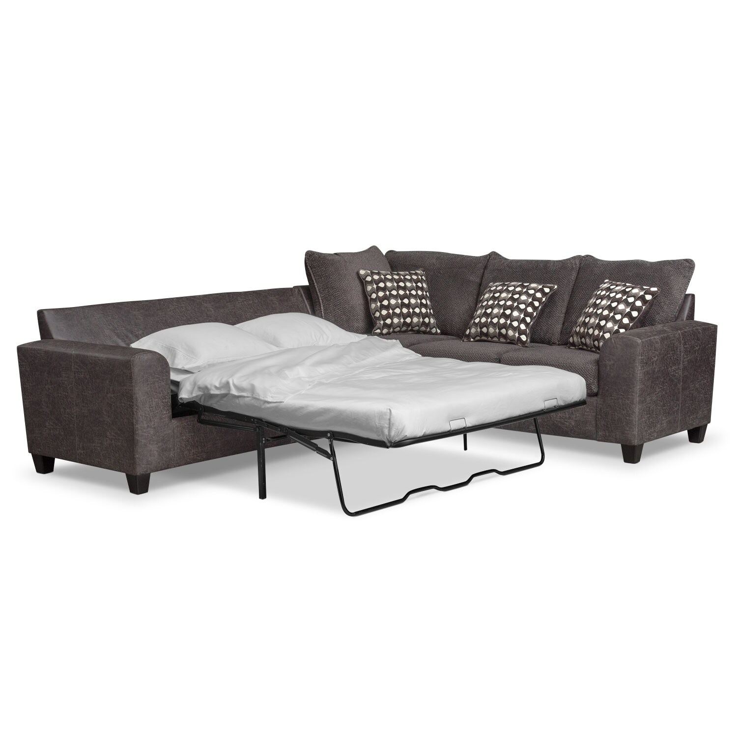 Brando 3Piece Sectional with Modular Chaise Smoke American Signature Furniture