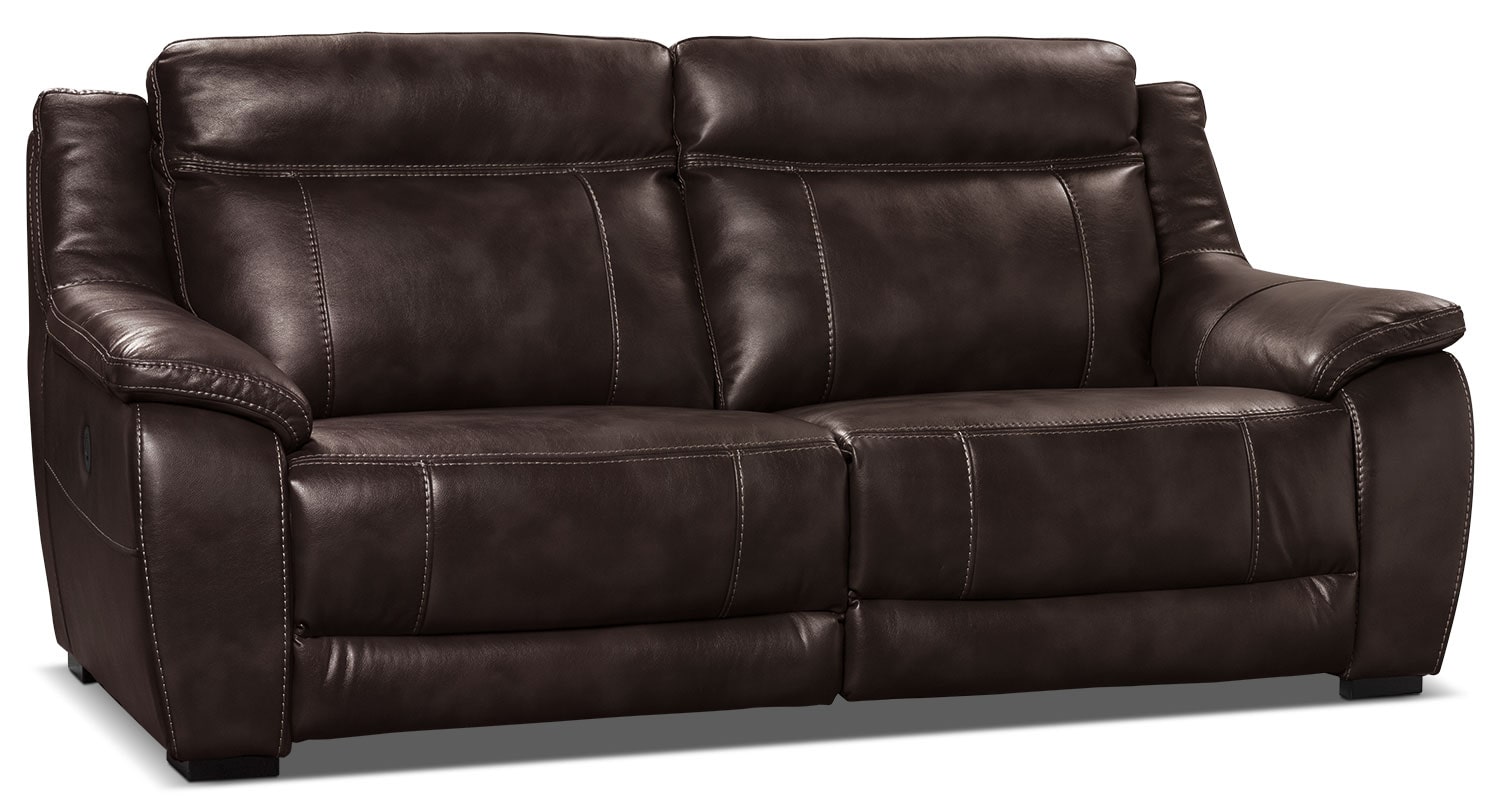 Novo Leather-Look Fabric Power Reclining Sofa – Brown ...