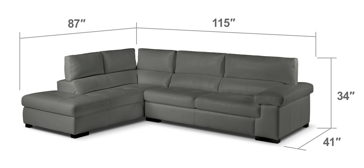 Living Room Furniture - Underwood 2-Piece Left-Facing Sectional - Charcoal
