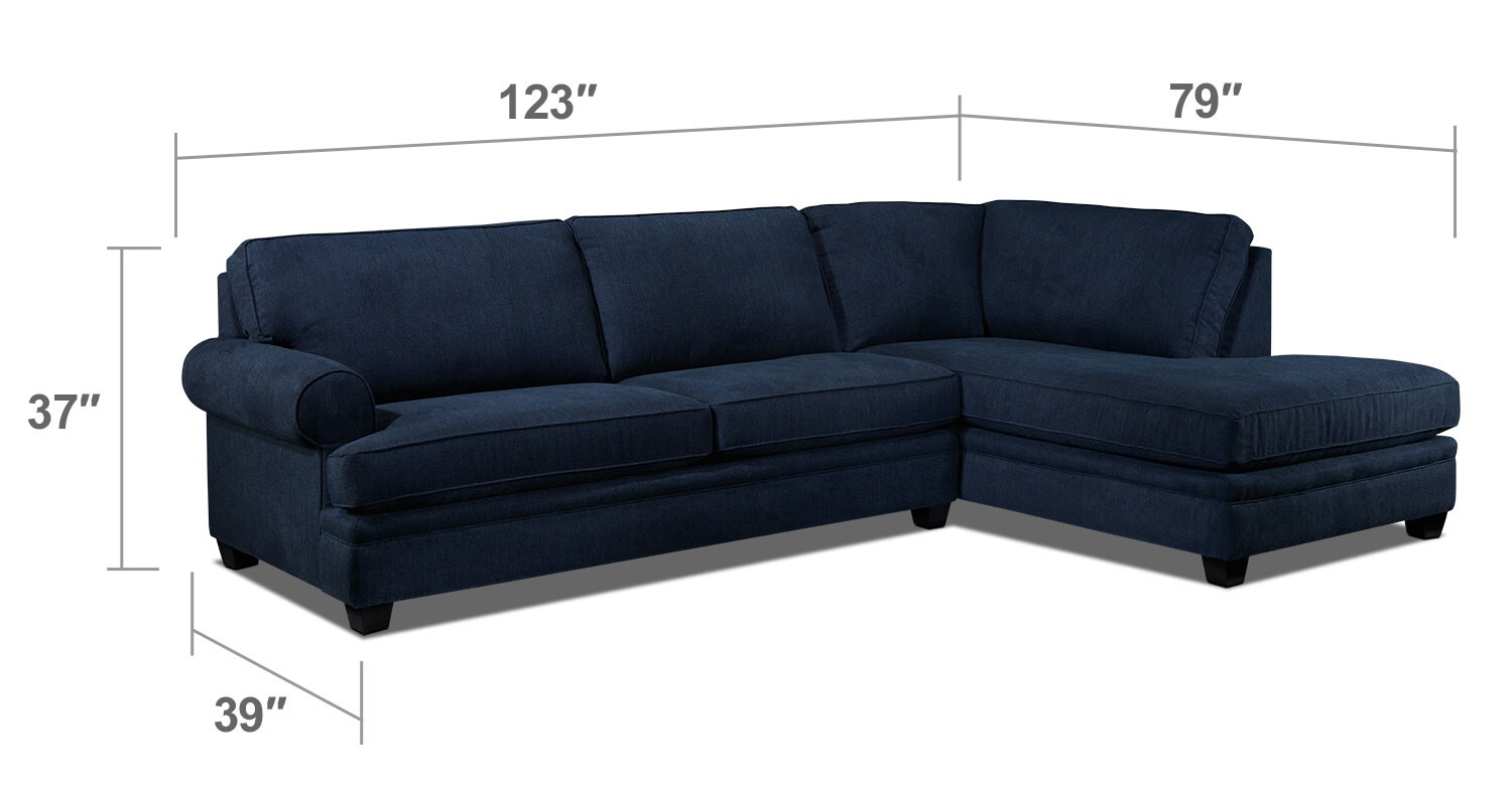 Living Room Furniture - Tammy 2-Piece Right-Facing Sectional - Blue