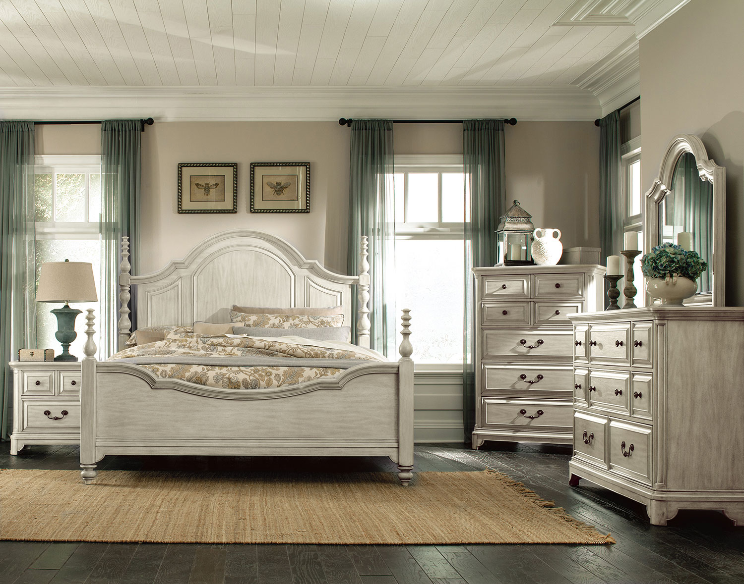 Windsor Lane 4Piece King Bedroom Set White Levin Furniture